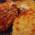 Layer pitha with cheese and meat